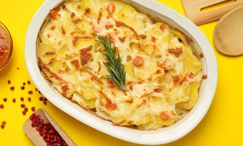 غراتان البطاطا بالجبن في الفرن